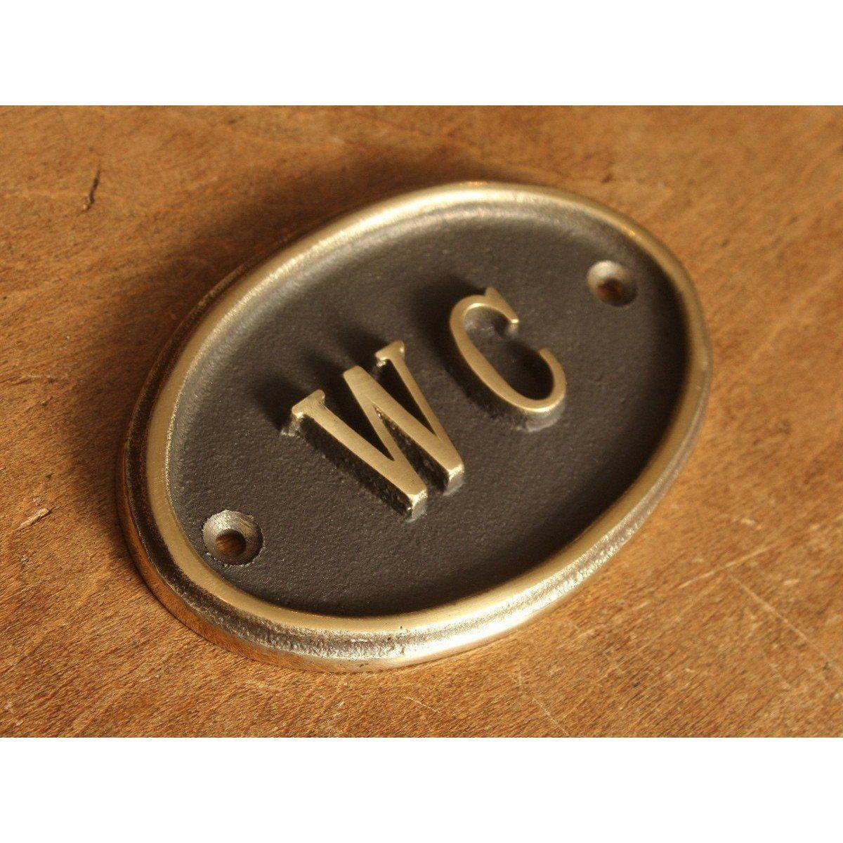 WC Toilet Door Sign · Brass ·-Toilet Sign-Yester Home