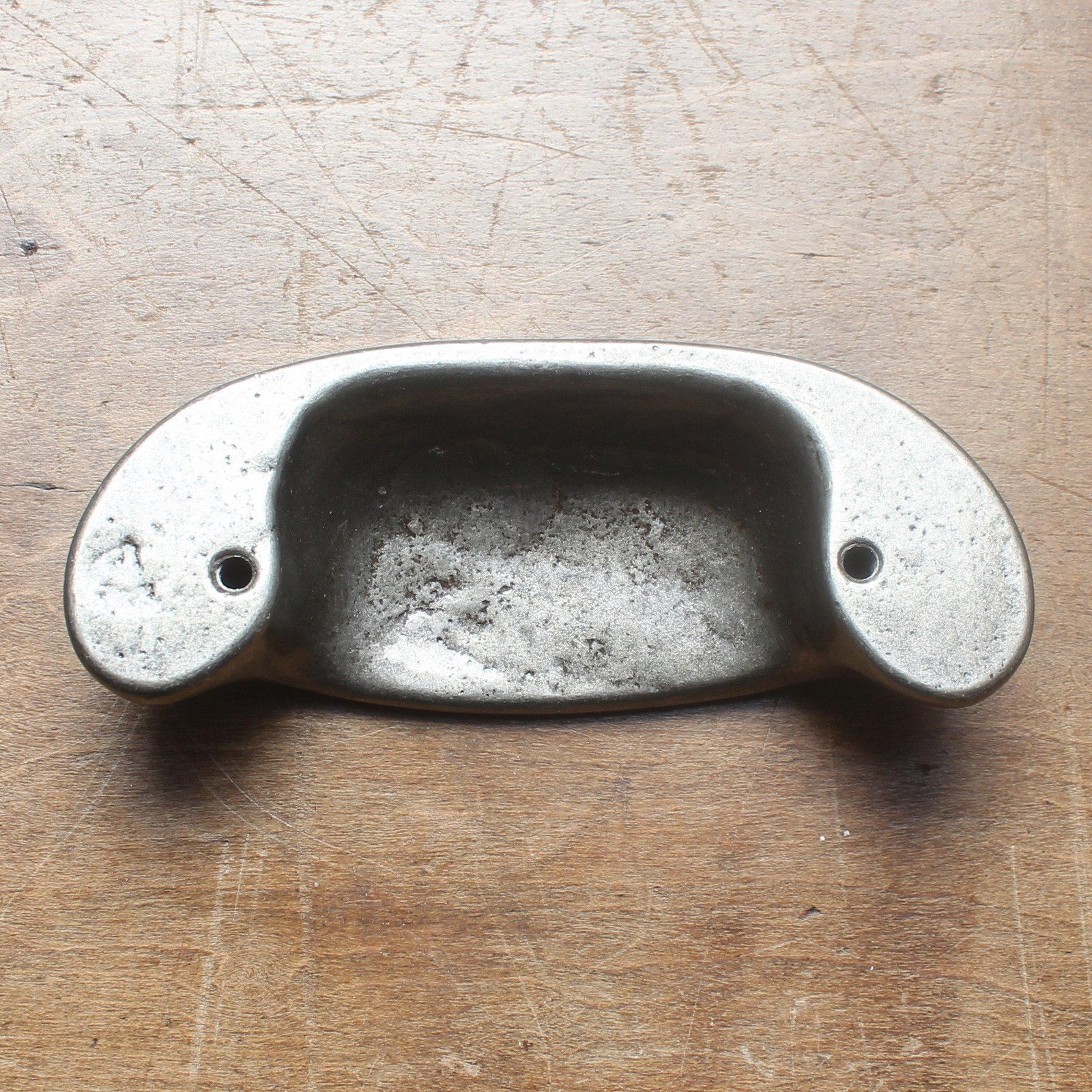 Warwick Mottled Cast Iron Cup Pull Handle-Drawer Pulls-Yester Home