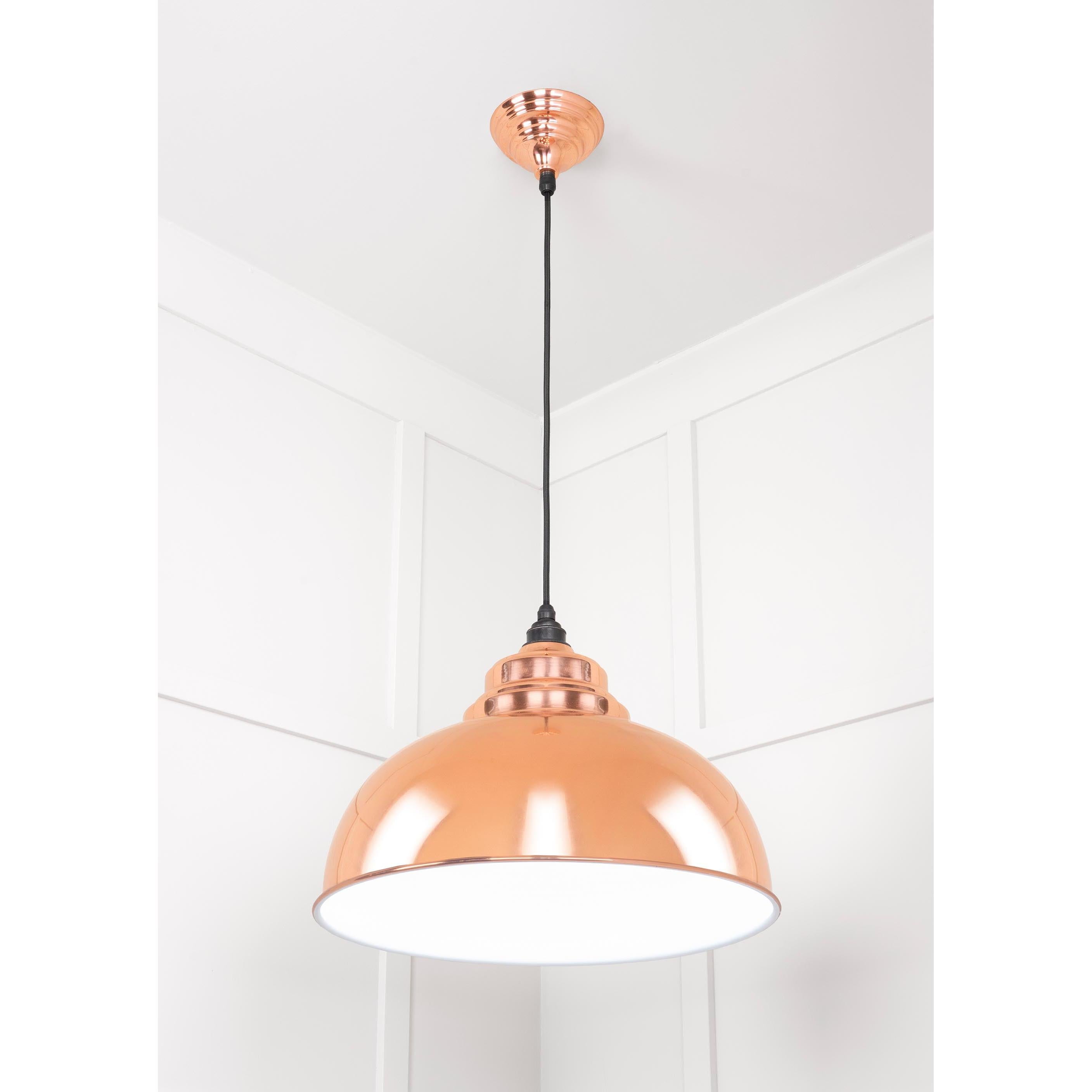 White Gloss Harborne Pendant in Copper | From The Anvil - Harborne - From The Anvil - Yester Home