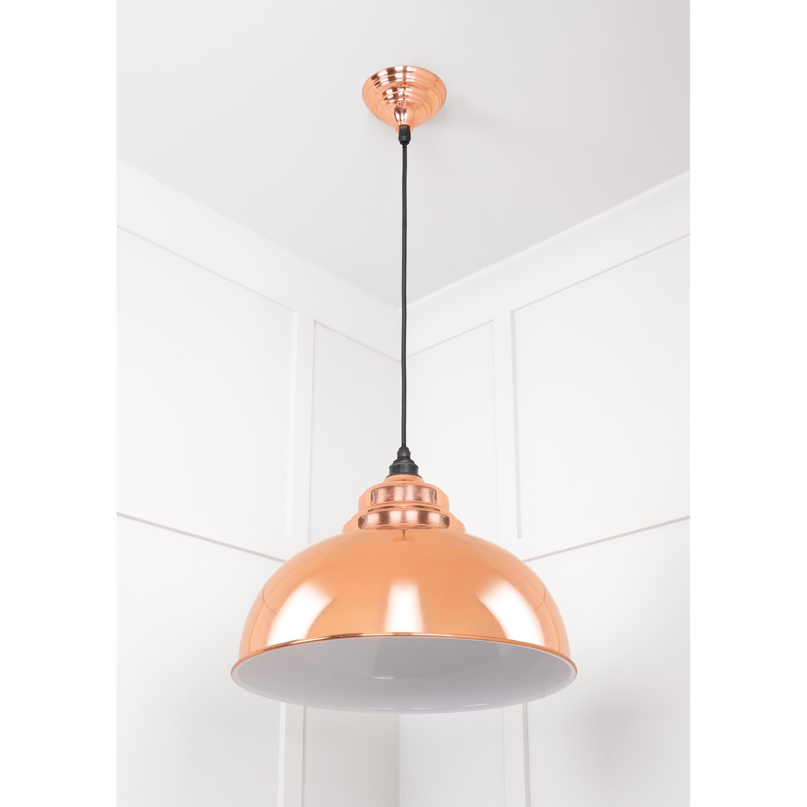 White Gloss Harborne Pendant in Copper | From The Anvil - Harborne - From The Anvil - Yester Home