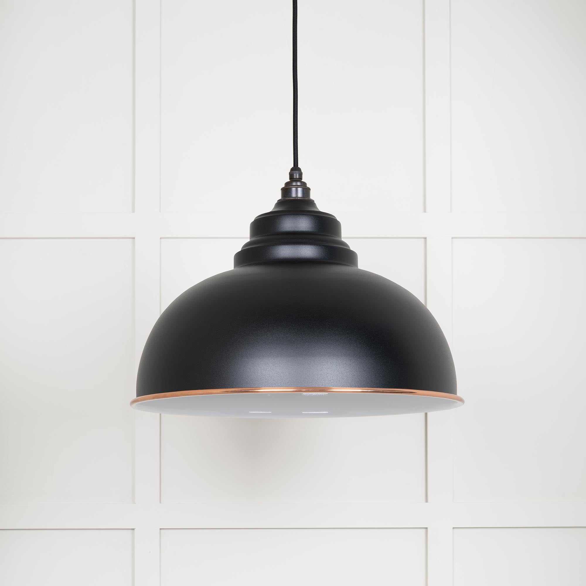 White Gloss Harborne Pendant in Elan Black | From The Anvil - Harborne - From The Anvil - Yester Home