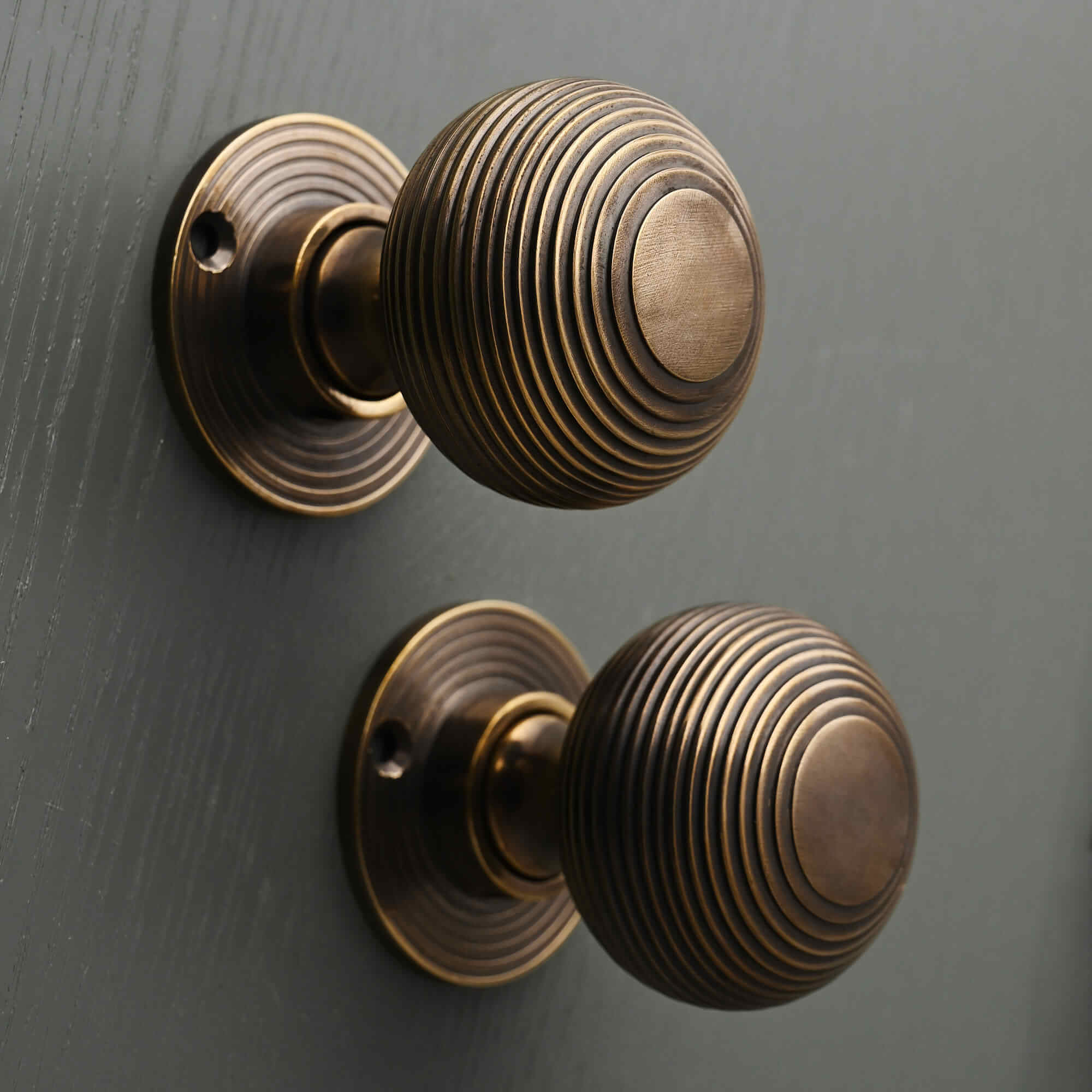 Traditional Victorian Solid Brass Beehive Mortice/Rim Door Knobs - Mortice Knobs - Yester Home - Yester Home