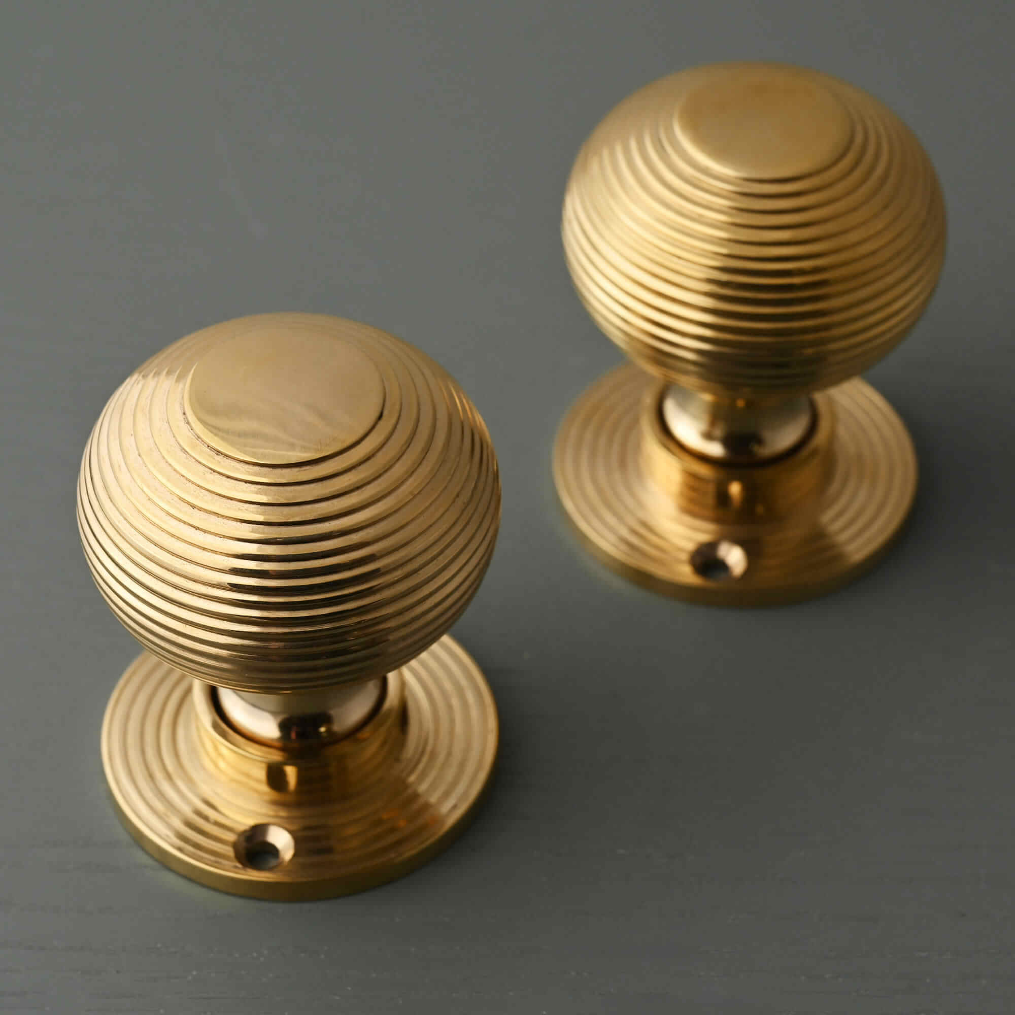 Traditional Victorian Solid Brass Beehive Mortice/Rim Door Knobs - Mortice Knobs - Yester Home - Yester Home