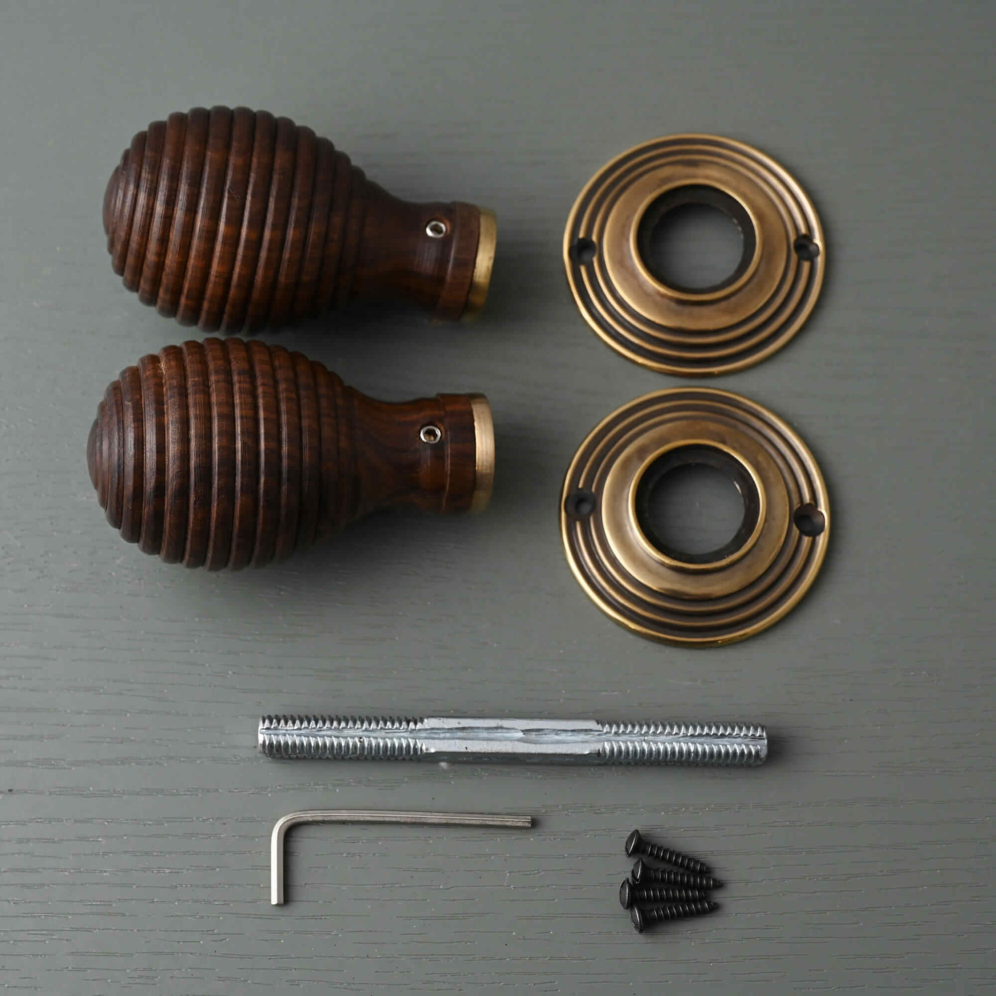 Traditional Oval Wooden Beehive Mortice/Rim Door Knobs - Mortice Knobs - Yester Home - Yester Home