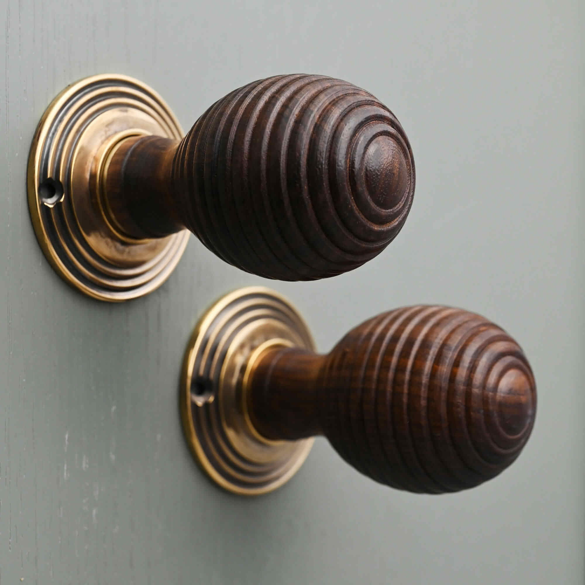 Traditional Oval Wooden Beehive Mortice/Rim Door Knobs - Mortice Knobs - Yester Home - Yester Home