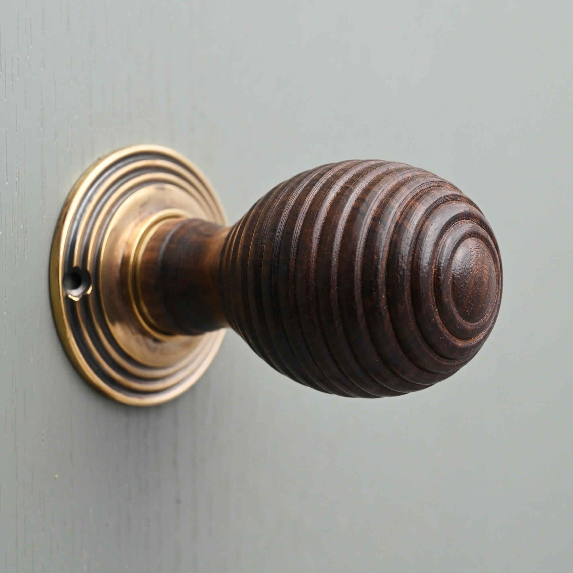 Traditional Oval Wooden Beehive Mortice/Rim Door Knobs - Mortice Knobs - Yester Home - Yester Home