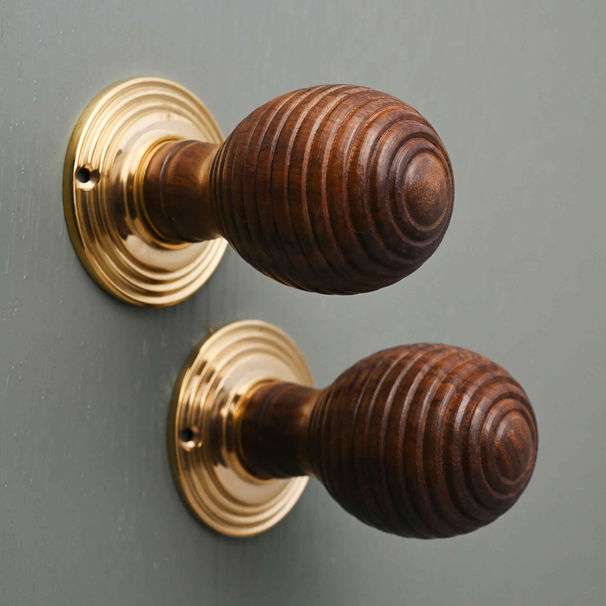 Traditional Oval Wooden Beehive Mortice/Rim Door Knobs - Mortice Knobs - Yester Home - Yester Home