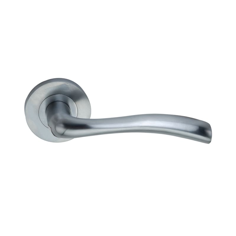 Zofie Lever Door Handle Satin Chrome-Levers on Rose-Yester Home